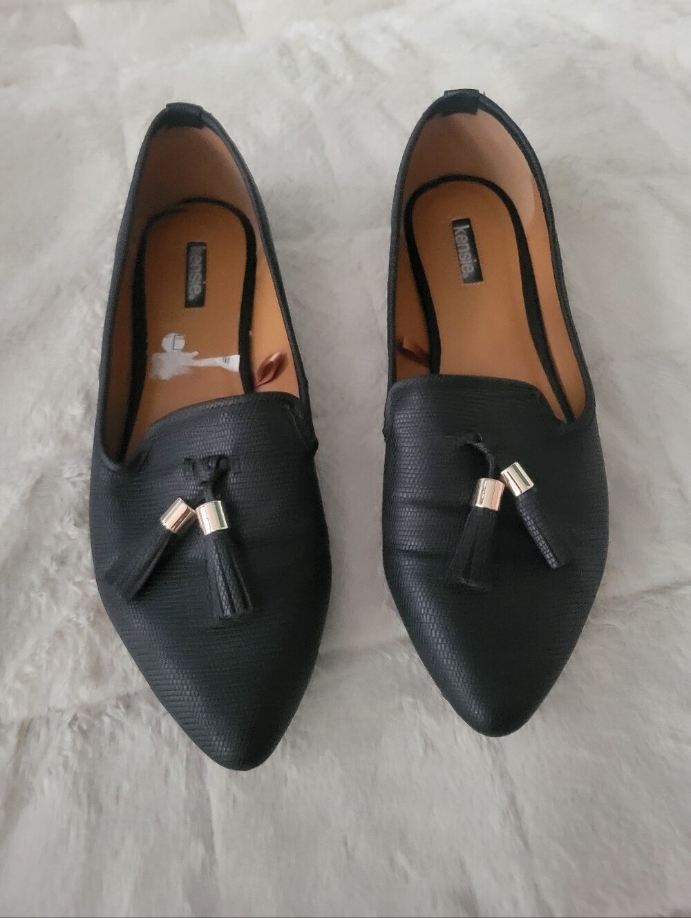 Kensie Black Pointed Tassel Flats Size 10M